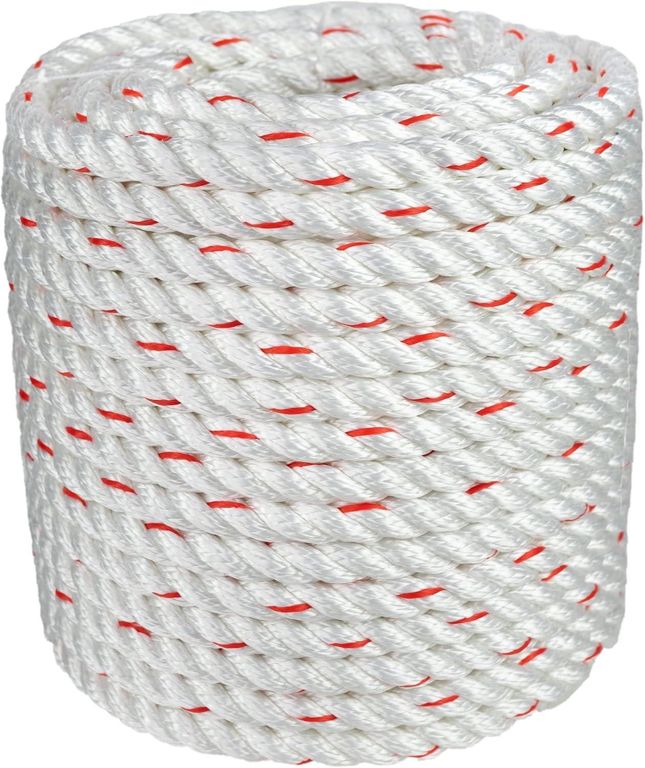 High Strength White Polyester Arborist Bull Rope 1 inch x 120 feet