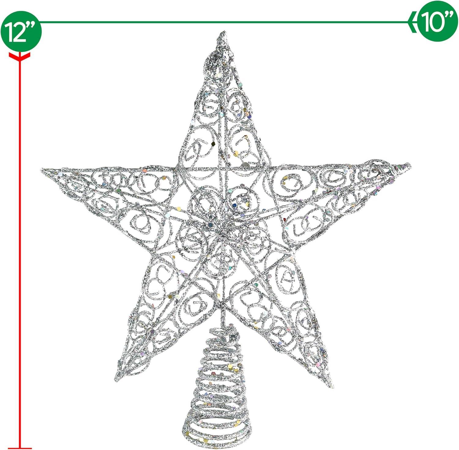 Ornativity Silver Star Tree Topper - Silver