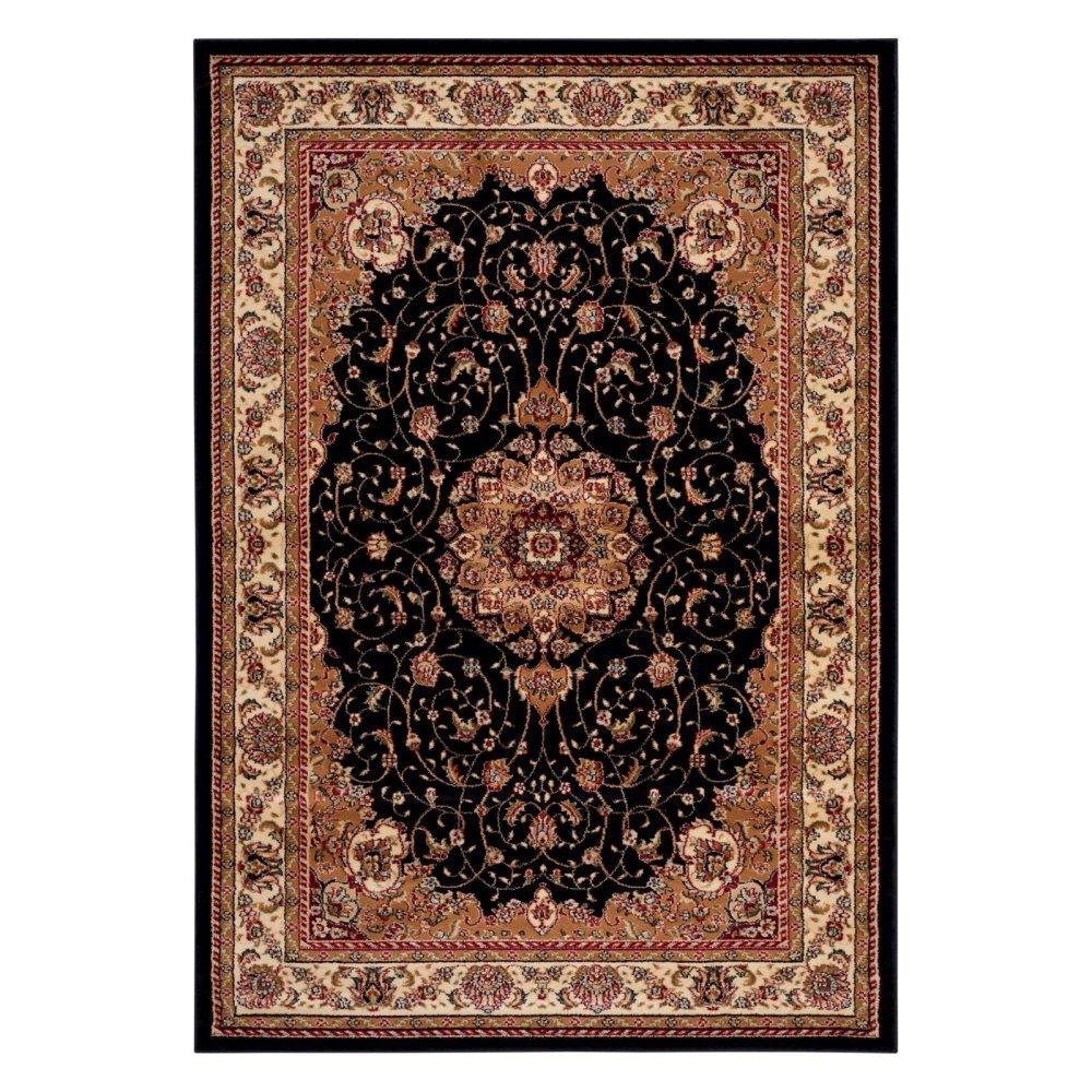 Lyndhurst LNH329 Power Loomed Area Rug - Black/Ivory - 4' Round - Safavieh