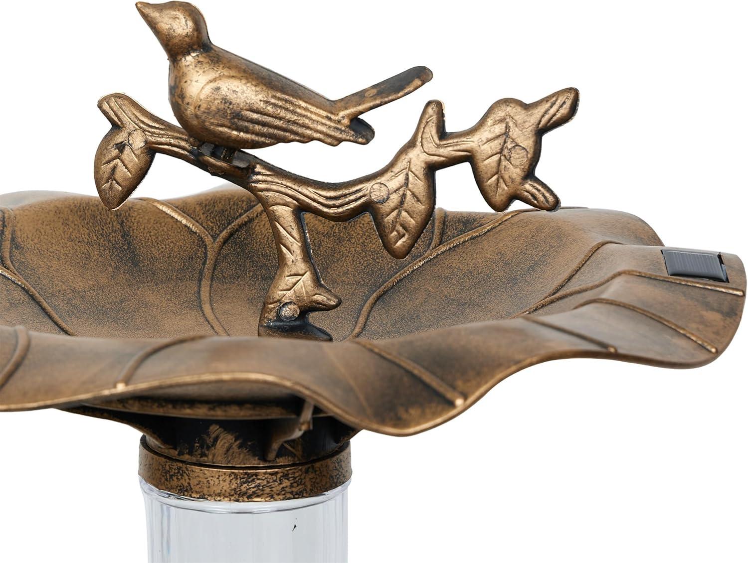 Alpine 41"H Solar Birdbath with Birds and LED Light for Garden