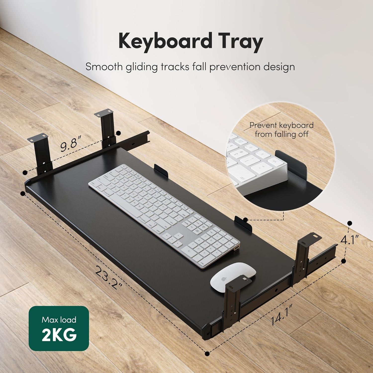 Black Adjustable Height Standing Desk with Keyboard Tray