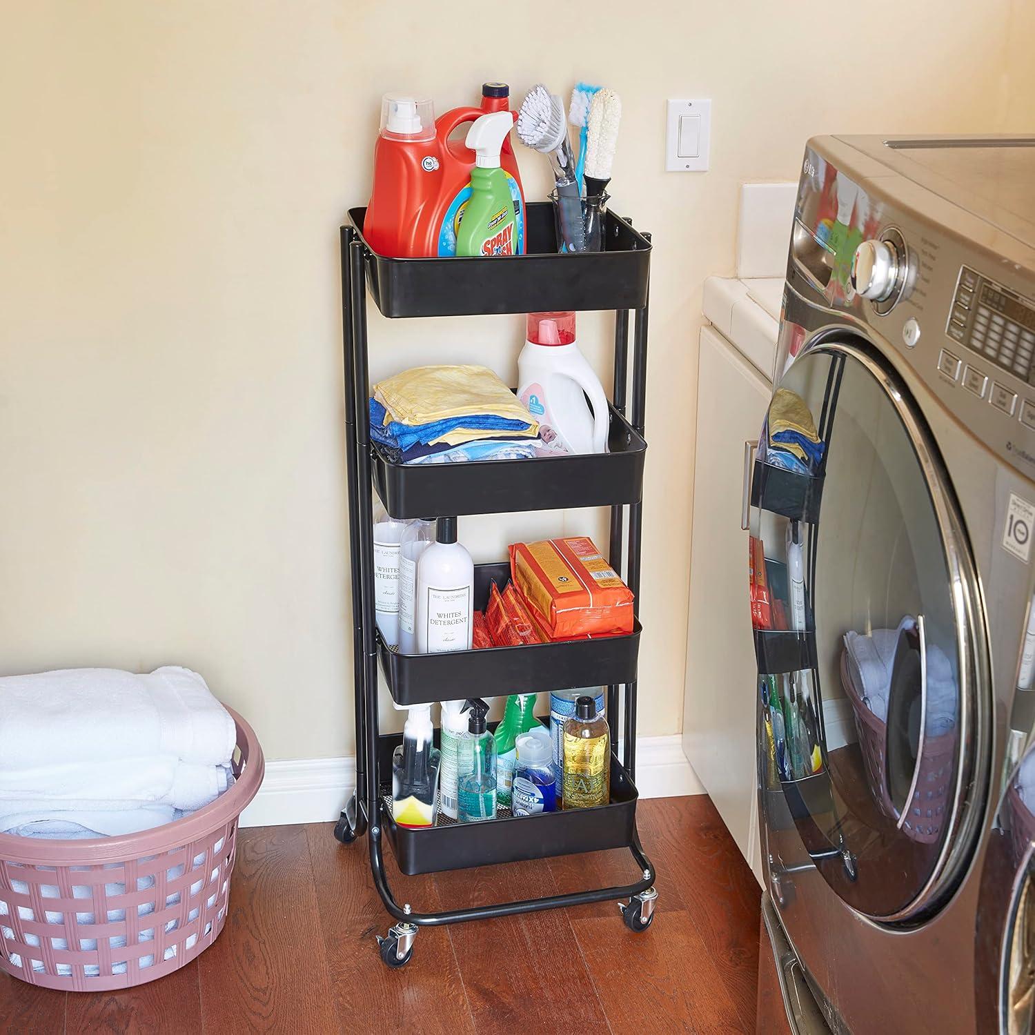 ECR4Kids 4-Tier Metal Rolling Utility Cart - Mobile Storage Organizer