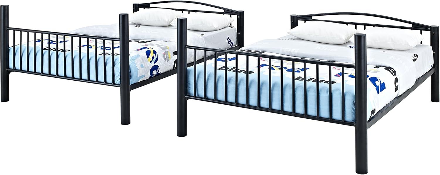 Sleek Black Metal Full Over Full Bunk Bed with Easy-Access Ladder