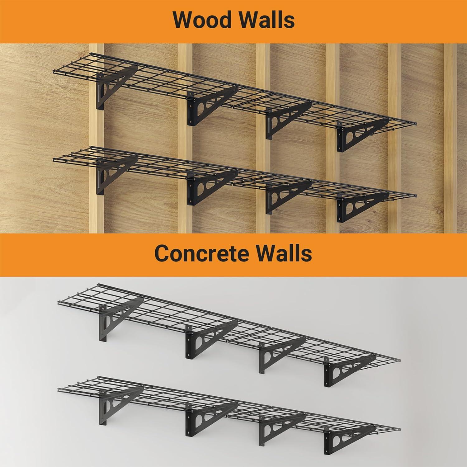 Garvee 2-Pack 1x6ft Garage Wall Shelving, Garage Storage Wall Garage Shelves for Wall Storage, 600lbs Load Capacity, 12-inch-by-72-inch