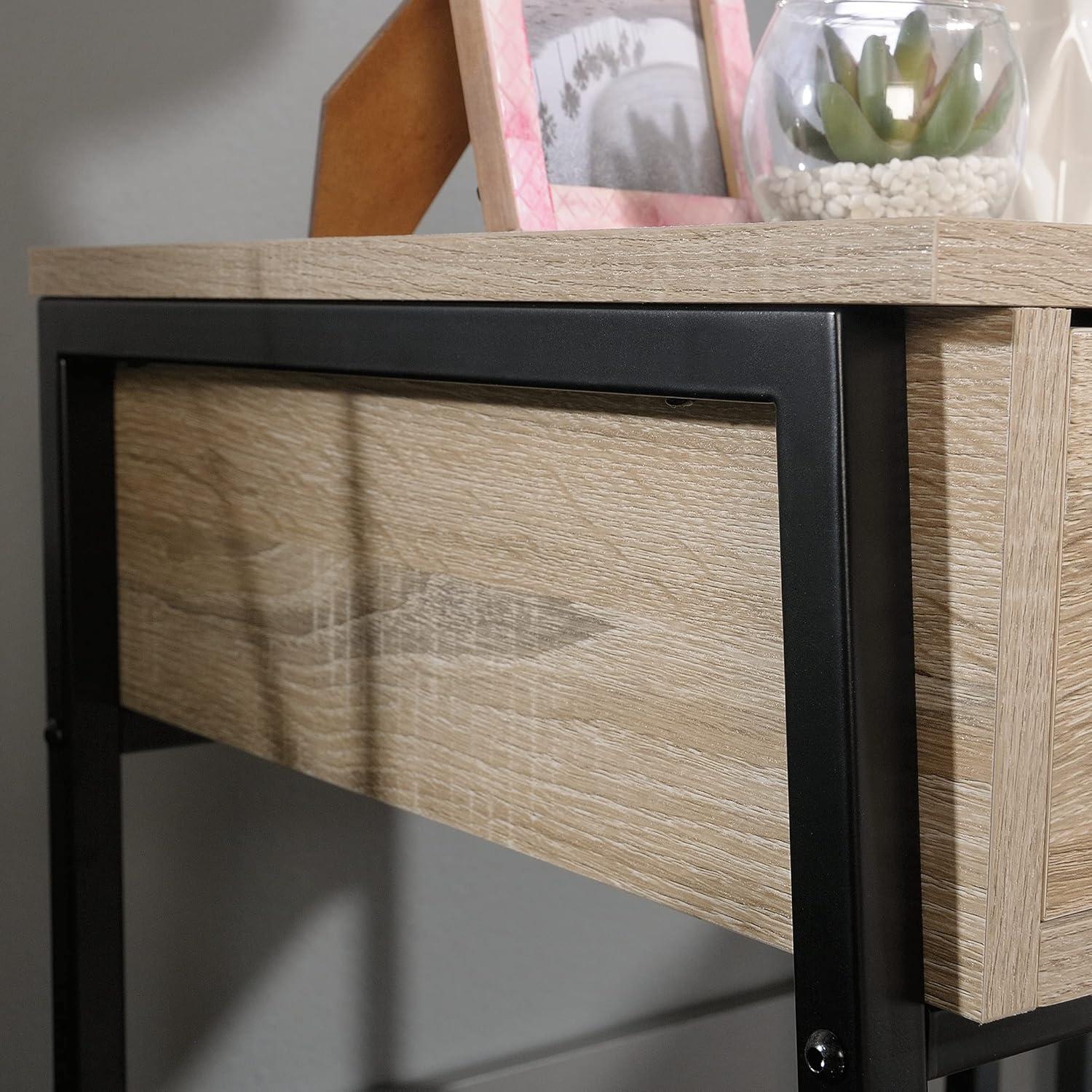North Avenue Nightstand Charter Oak - Sauder: Metal Frame, Mid-Century Modern, Storage Drawer