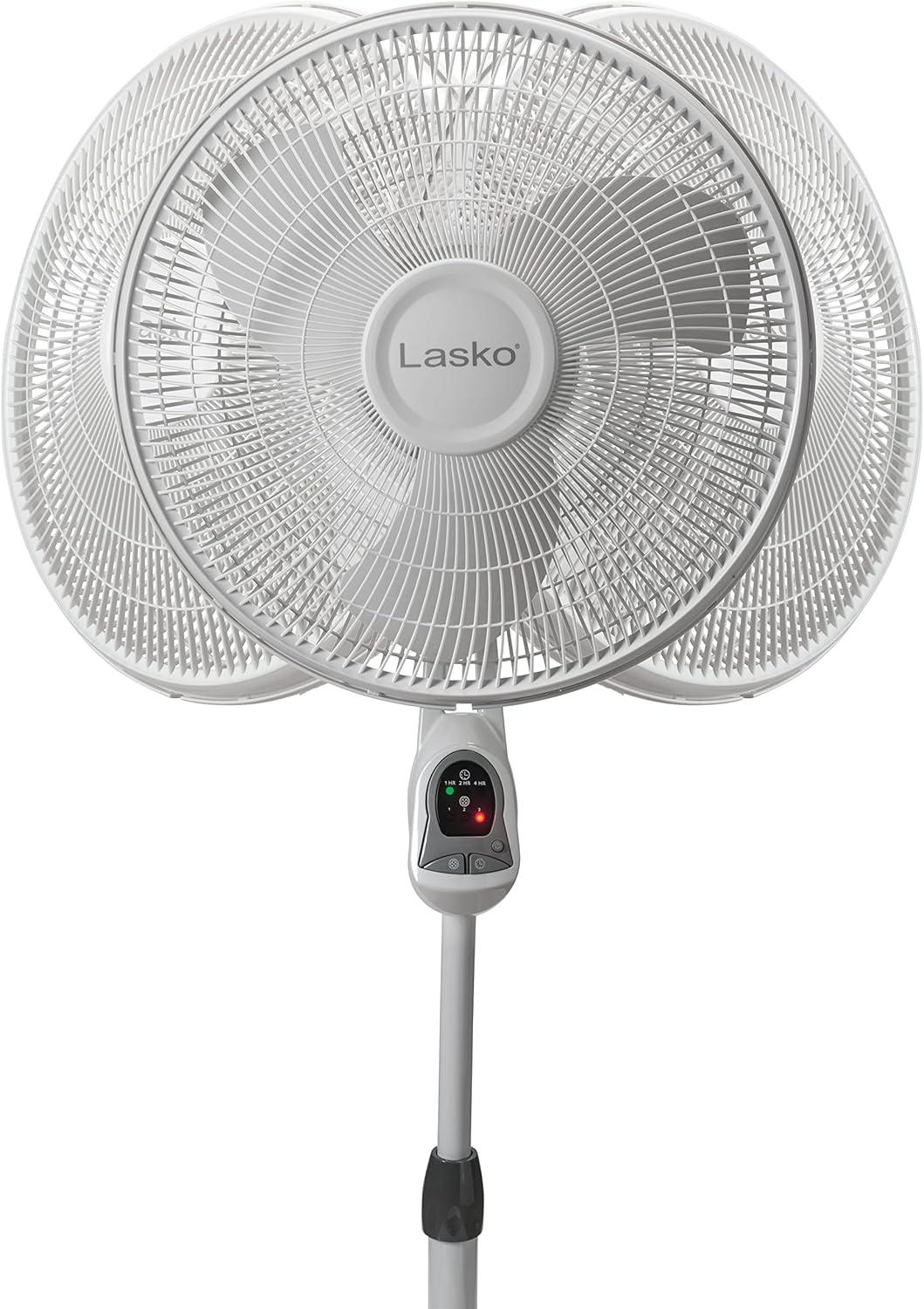 White Adjustable Height Oscillating Floor Fan with Remote Control