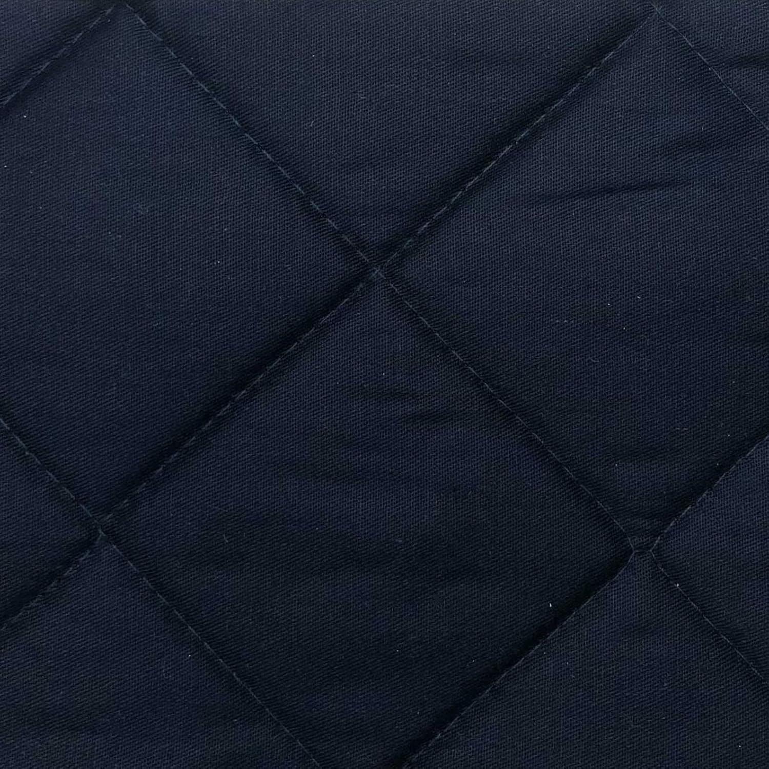 HiEnd Accents Linen Cotton Diamond Quilted Euro Sham, 27x27 inch, Navy Solid Color, Classic Traditional Rustic Style Luxury Bedding