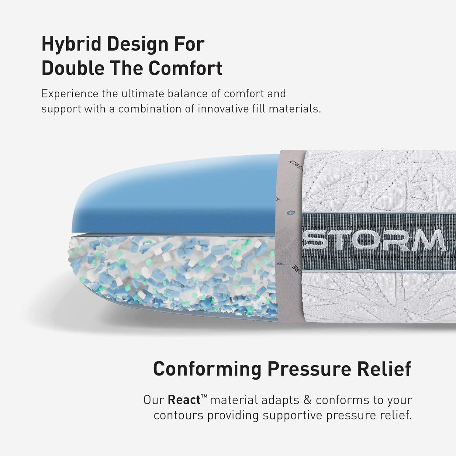 Bedgear Bedgear Storm Cuddle Curve Performance Cooling Pillow for Side Sleepers- Medium Firmness