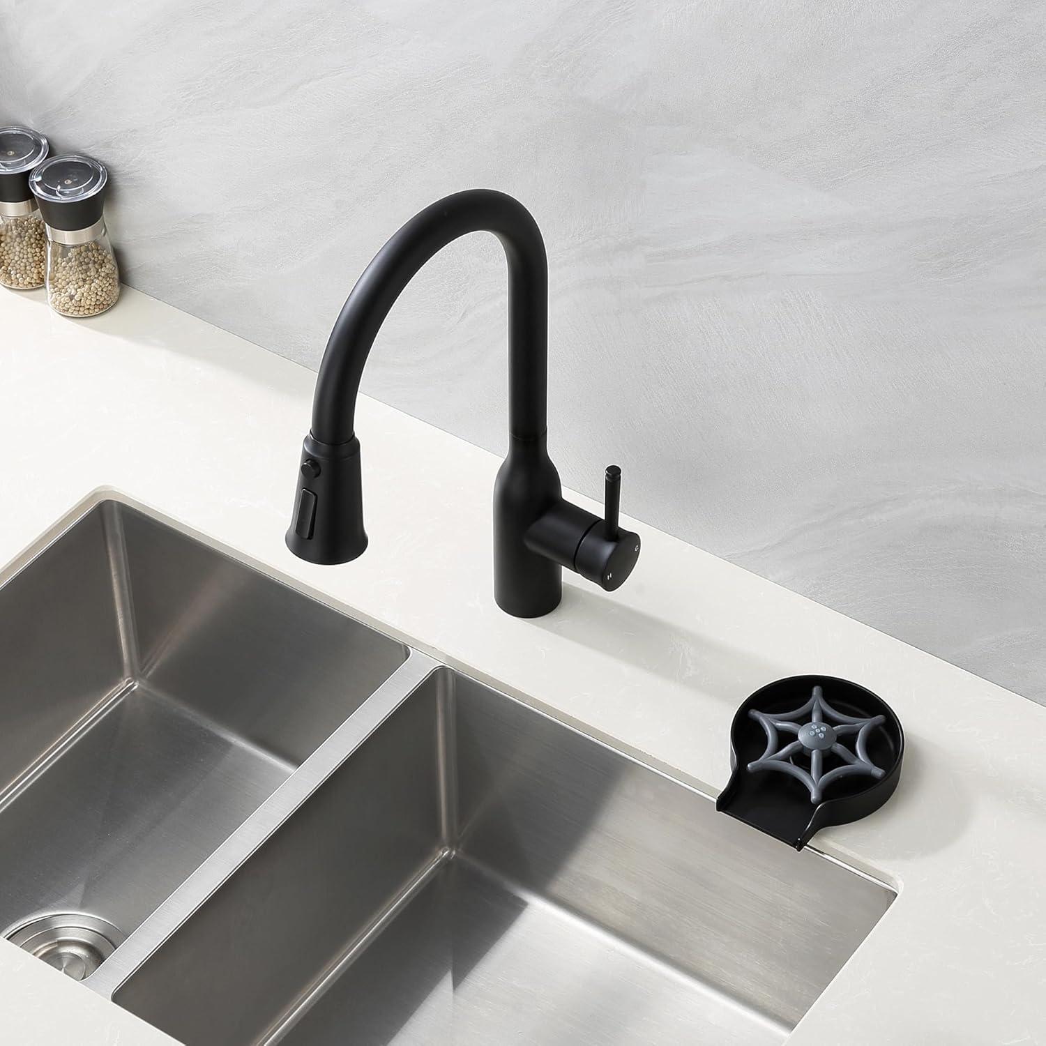 Matte Black Zinc Alloy Kitchen Sink Glass Rinser