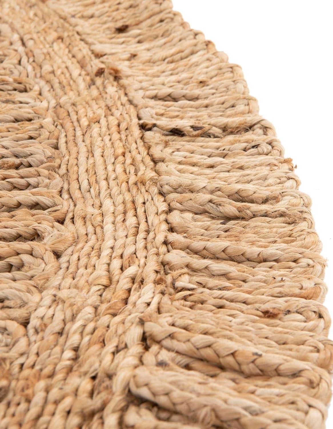 Unique Loom Braided Jute Floral Solid Indoor Braided Area Rug