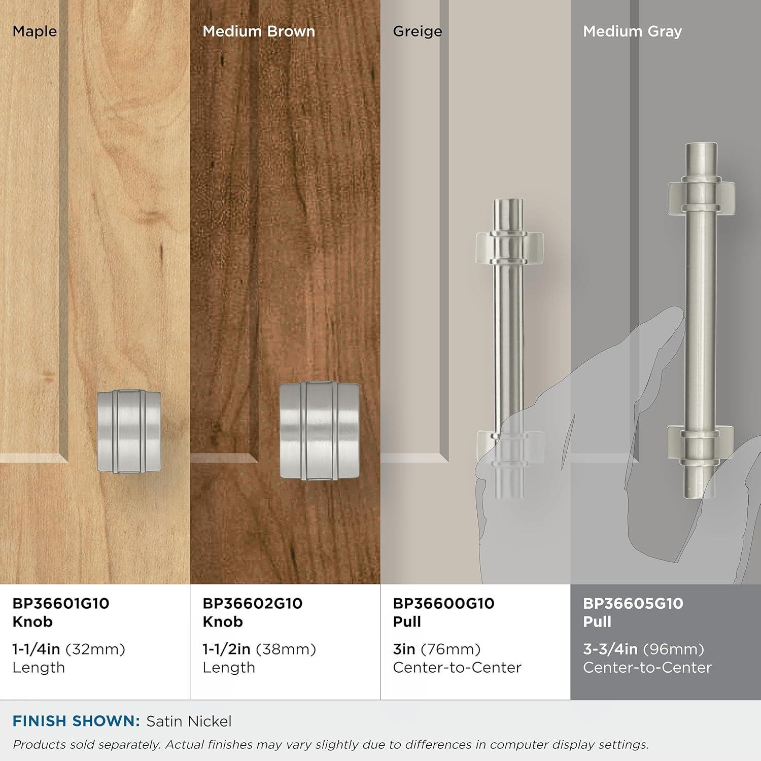 Amerock Davenport 3-3/4 inch (96mm) Center-to-Center Satin Nickel Cabinet Pull