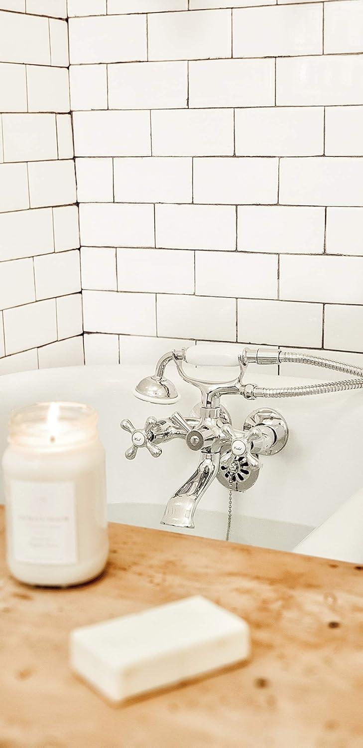 Kingston Brass Vintage Two-Handle 2-Hole Tub Wall Mount Clawfoot Tub Faucet Package with Supply Line, Hand Shower and Tub Drain