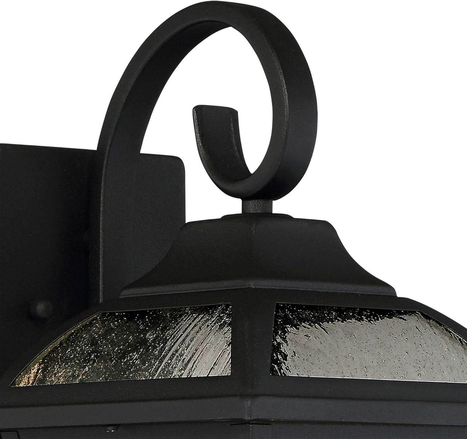 John Timberland Mosconi Rustic Outdoor Wall Lights Fixture Set of 2 Textured Black 15" Clear Seedy Glass for Post Exterior Barn Deck House Porch Yard