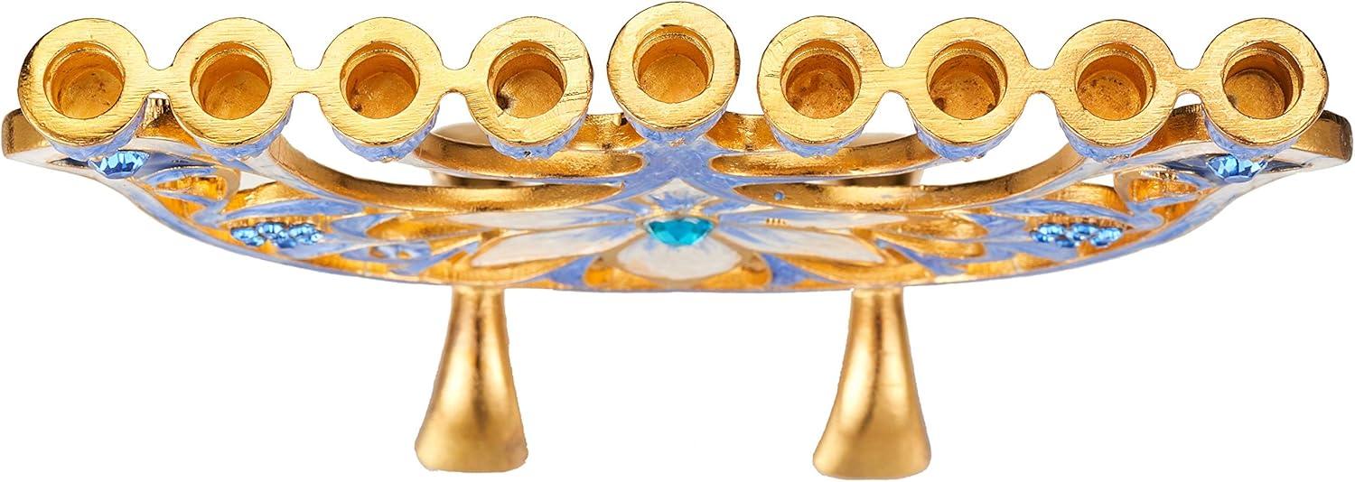 Matashi HandPainted Enamel Menorah Candelabra-Hanukkah Design  Crystal