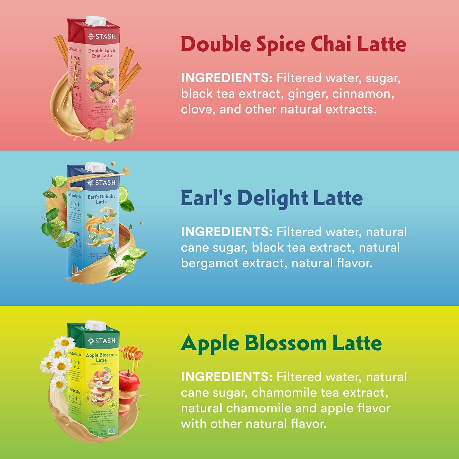 STASH Earl's Delight Earl Grey Tea Latte Concentrate - Barista Style Caffeinated Black Tea Beverage - Crafted in Oregon - Plant Based and Dairy-Free, Serve Hot or Iced, 32 fl oz (Pack of 6)