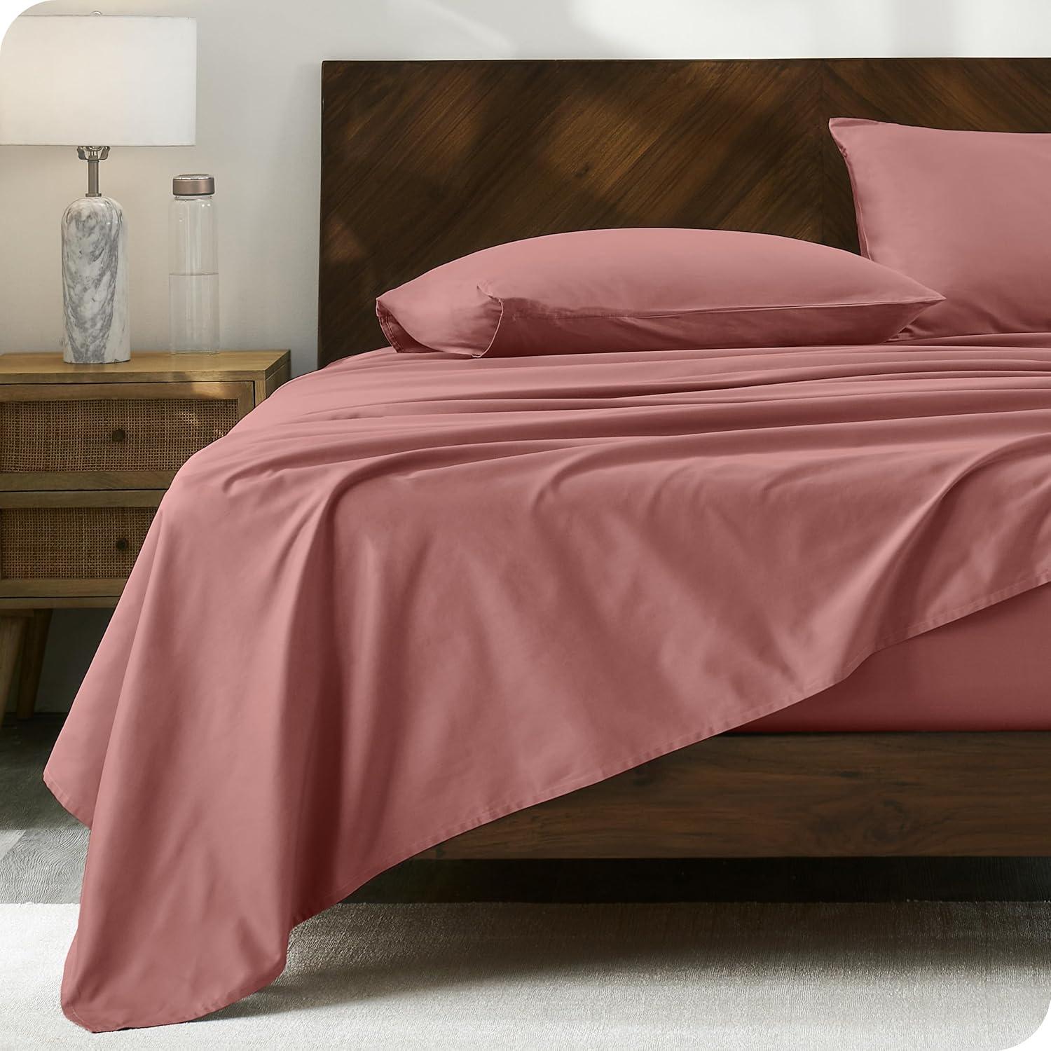 Dusty Rose Queen Organic Cotton Percale Sheet Set