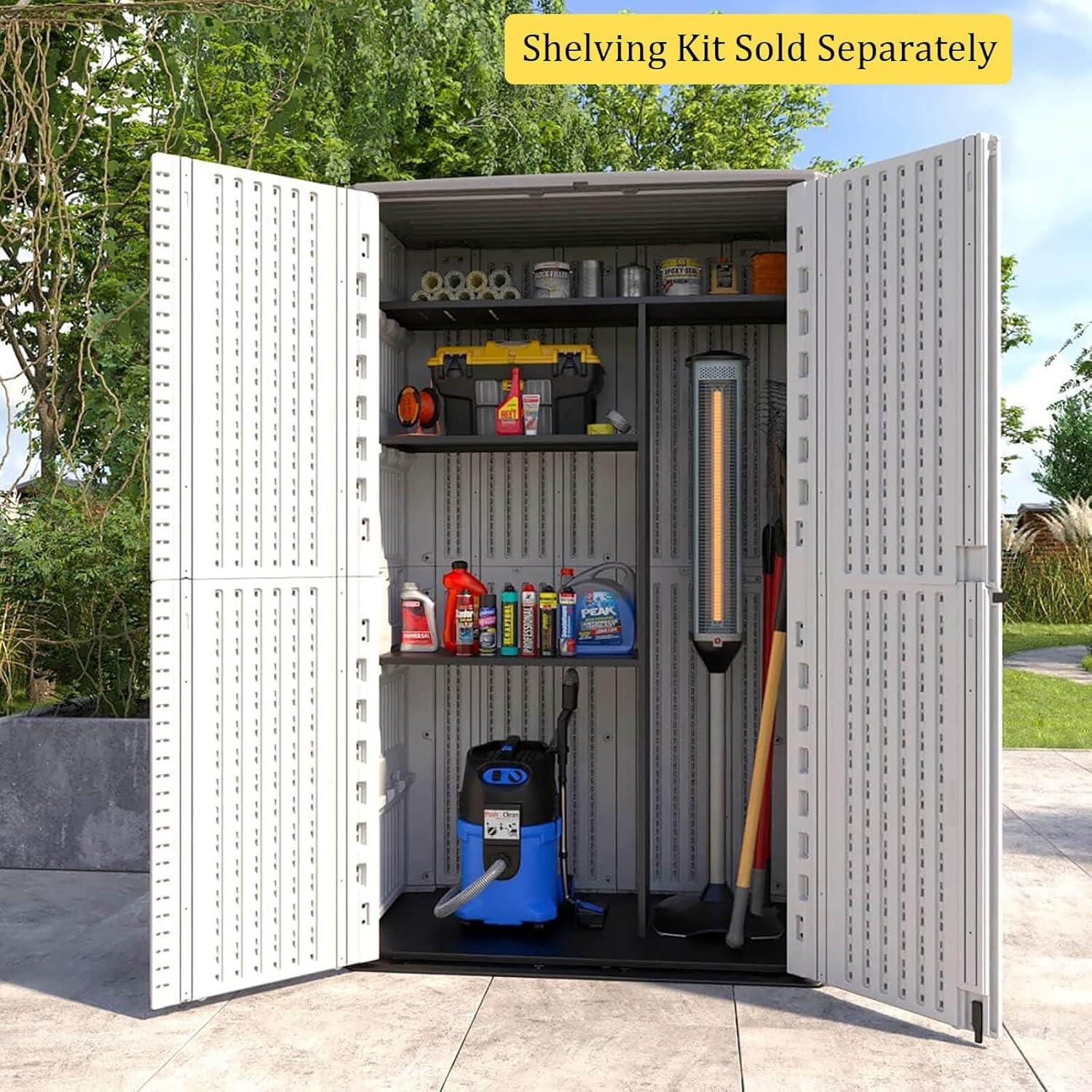 ADDOK 34 Cu.ft Outdoor Storage Shed, Horizontal Storage Unit Weather Resistance, Thick HDPE Resin Storage Cabinet for Backyards, Patio, Garden(White)