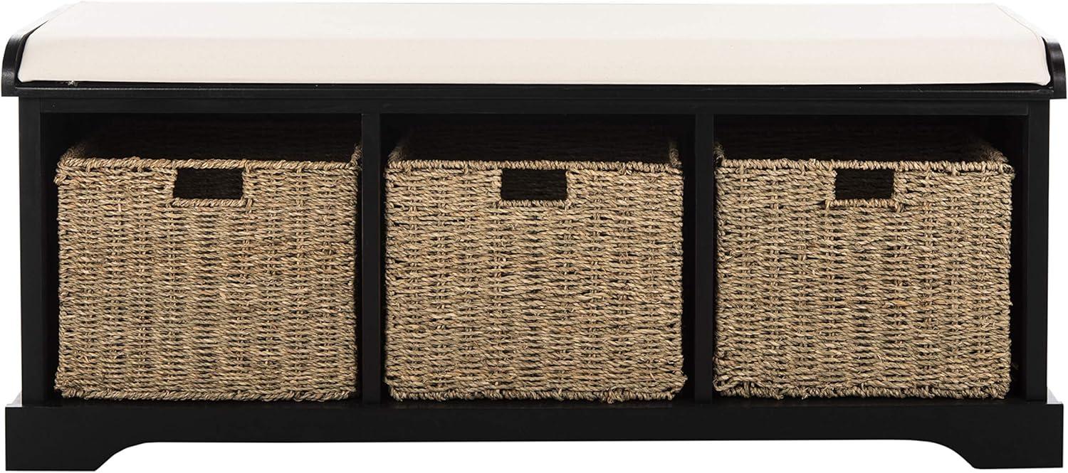 Lonan  Wicker Storage Bench - Black - Safavieh