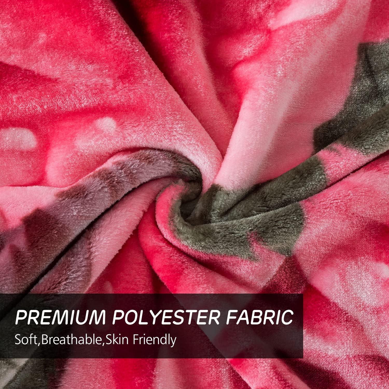 JYK Plush Fleece Blanket Queen Size 91" x 75", 3.7LBs 1 Ply Soft Korean Mink Warm Lightweight Blanket for Bed Couch for Spring Autumn Winter