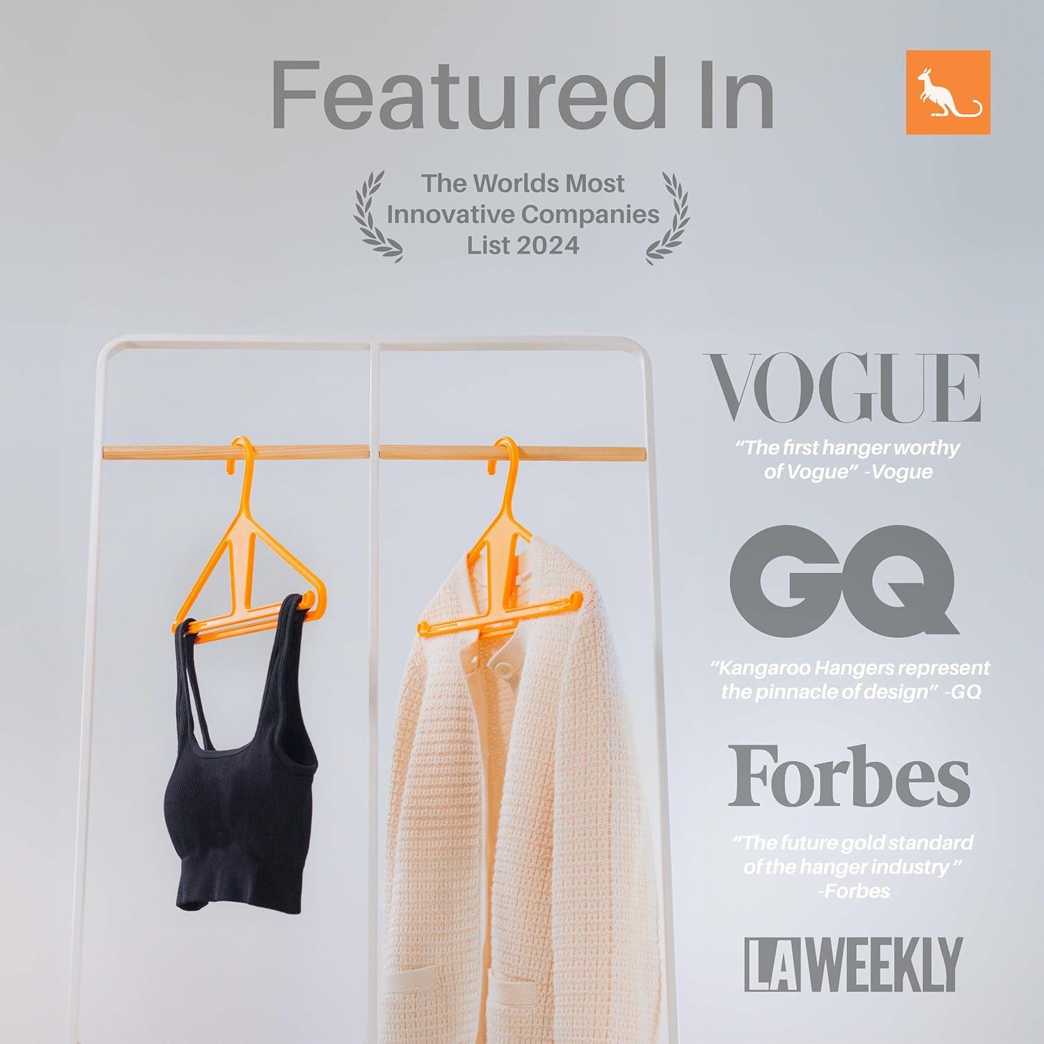 Kangaroo™ 100% Recycled High-Strength Clothing Hanger, Pants, Shirt, Jacket - Patented (Pinkity 30-Pack)