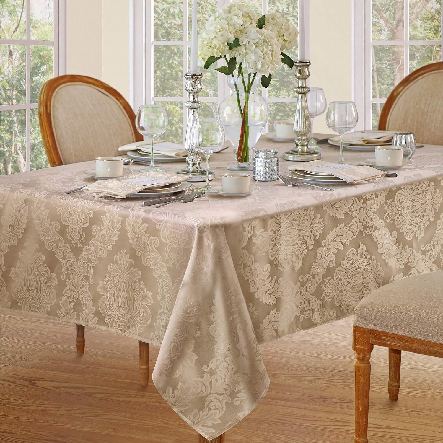 Elrene Barcelona Jacquard Damask Stain Resistant Tablecloth ~ Elrene Home Fashions