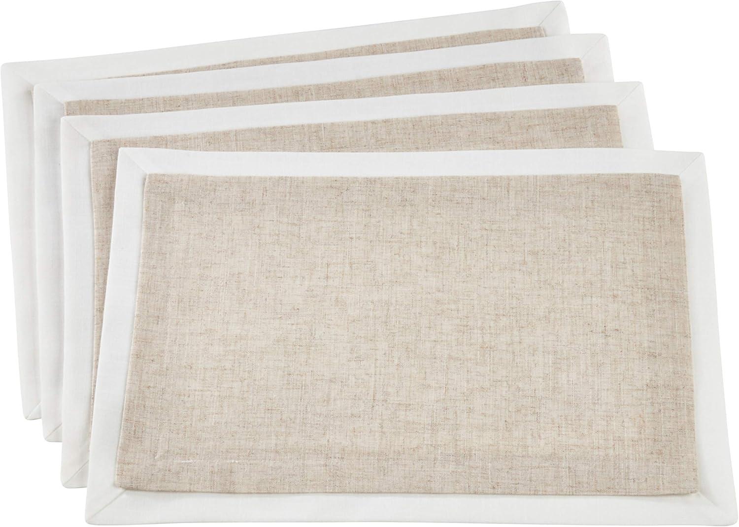 Natural Linen Blend Double Layer Placemats, Set of 4