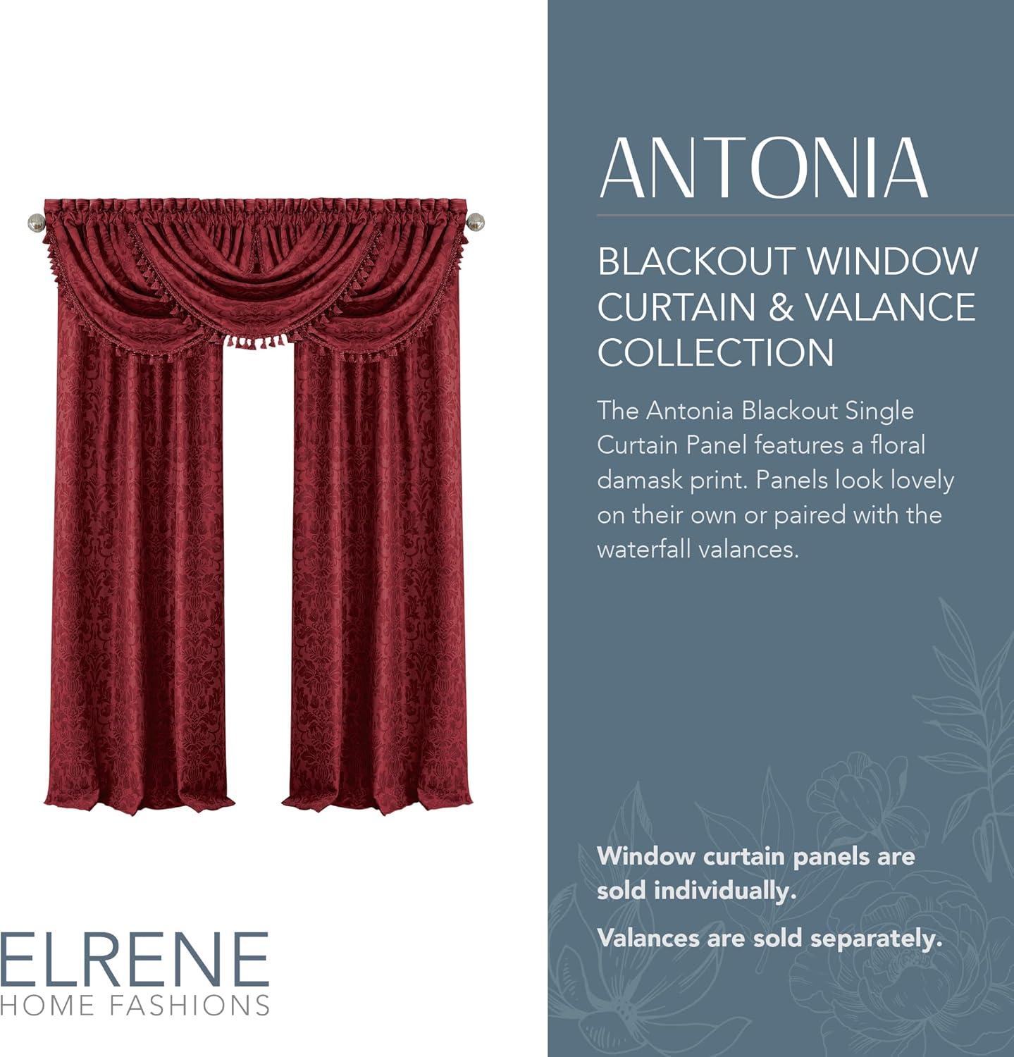 Antonia Blackout Window Curtain Panel - 52" x 84" - Rouge Red - Elrene Home Fashions