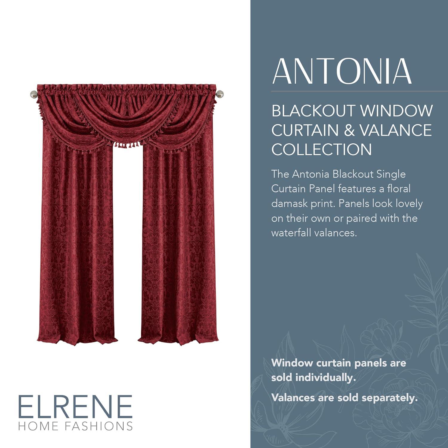 Antonia Blackout Window Curtain Panel - 52" x 84" - Rouge Red - Elrene Home Fashions