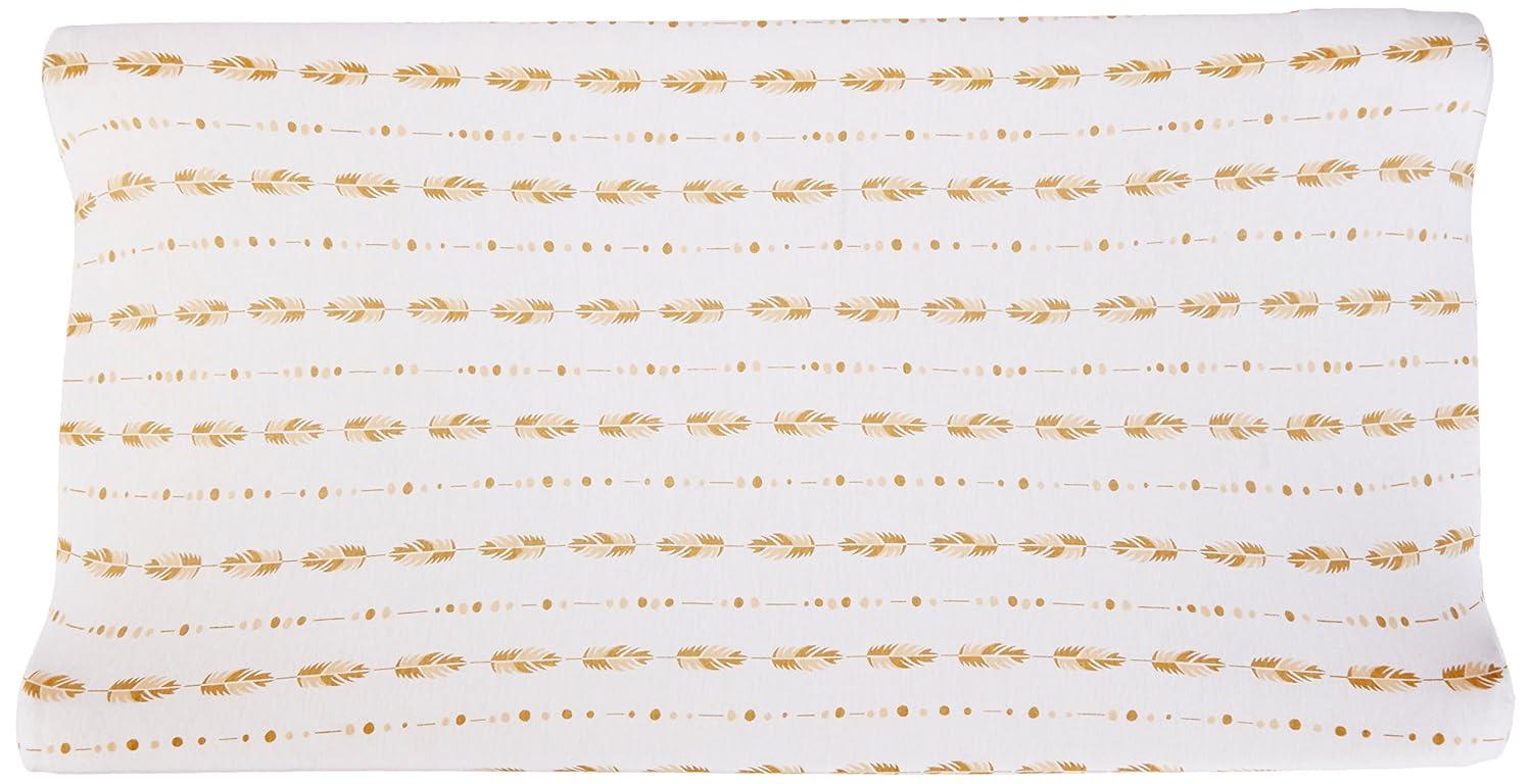 American Baby Company 2 Pack Printed 100% Natural Cotton Jersey Knit Fitted Contoured Changing Table Pad Cover, Travel Lite Mattress, Taupe Feathers and Triangles, Soft Breathable, Boys and Girls