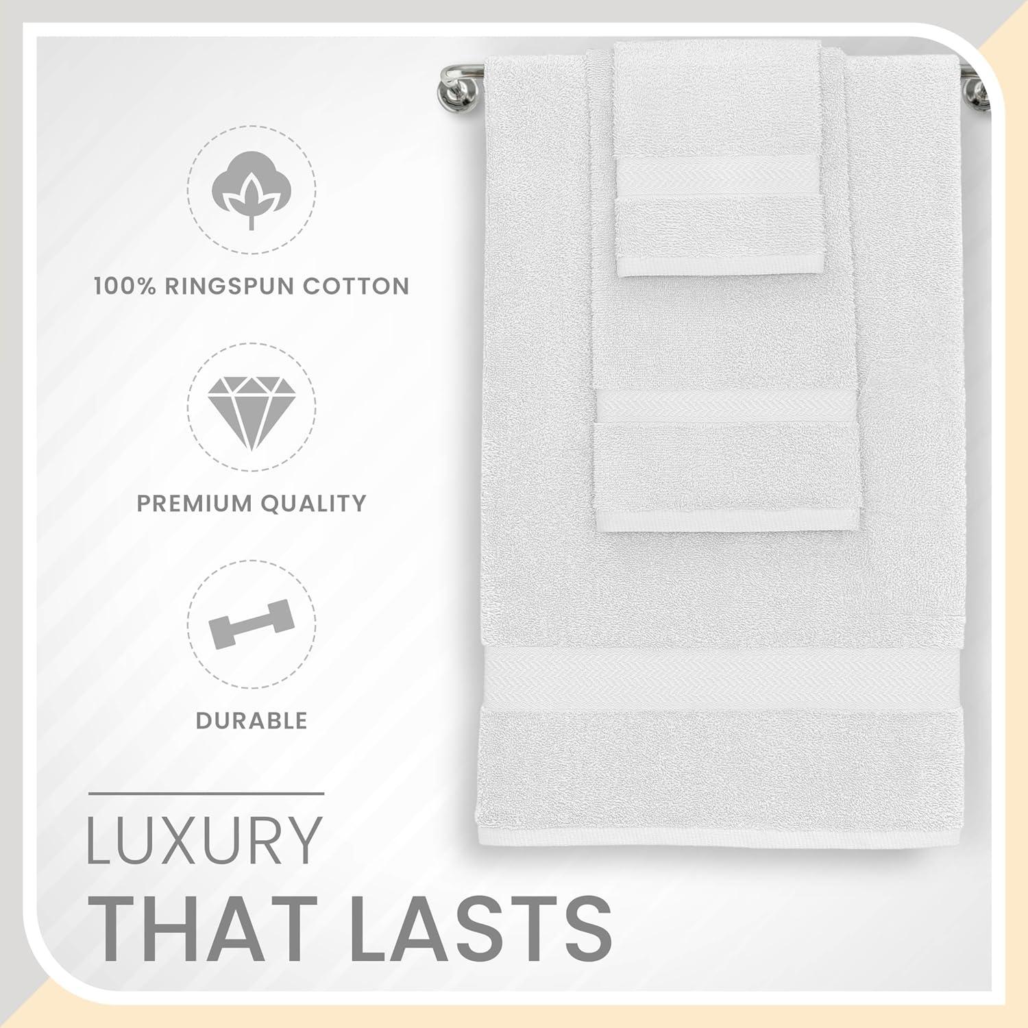 Martex 6 Piece Luxury Cotton Towel Set, 2 Bath Towels, 2 Hand Towels, 2 Washcloths 500 GSM 100% Ring Spun Cotton Highly Absorbent Soft Towels for Bathroom For Everyday Use, Hotel & Spa