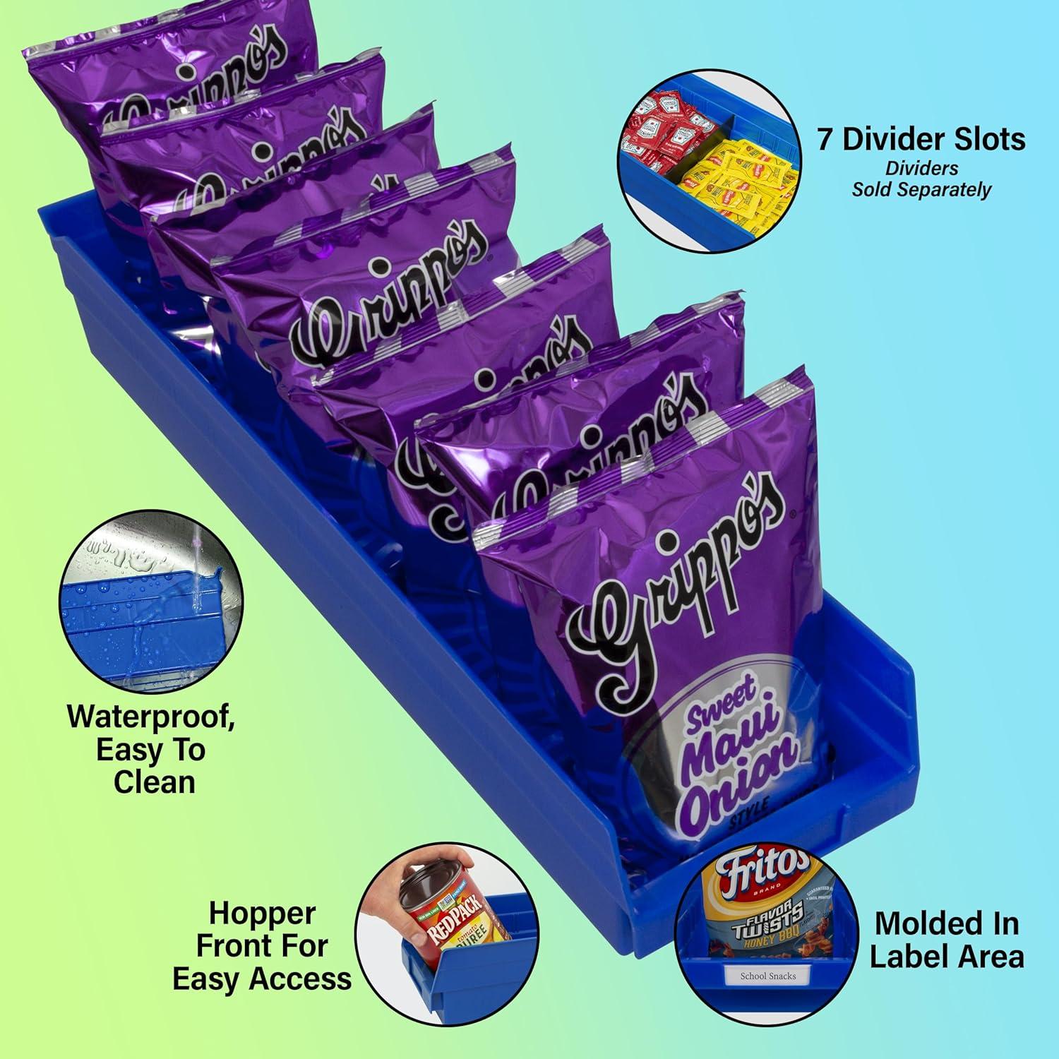Blue Heavy Duty Plastic Shelf Storage Bins, 24-Inch