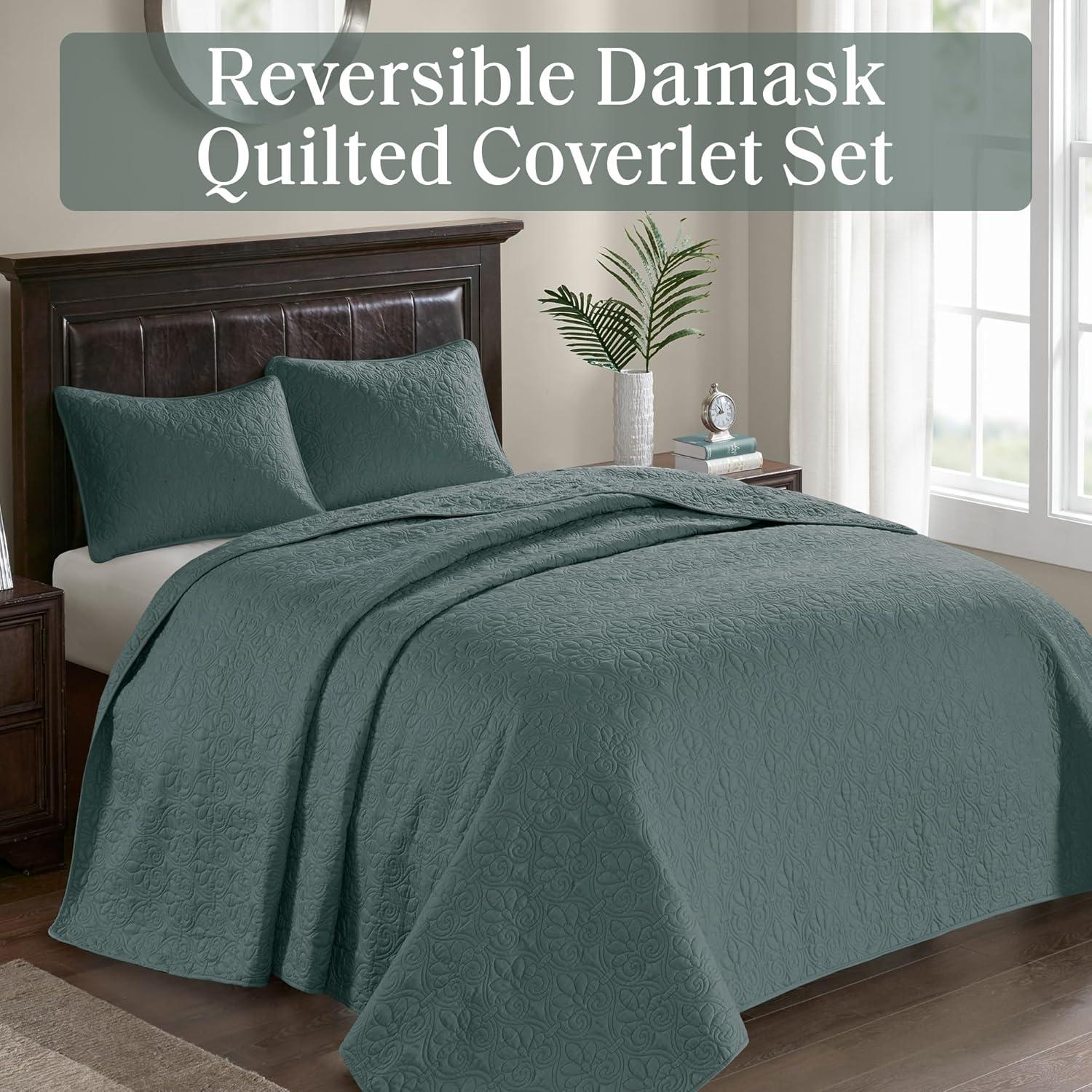 Madison Park 3pc Full/Queen Vancouver Reversible Quilt Set Dark Green