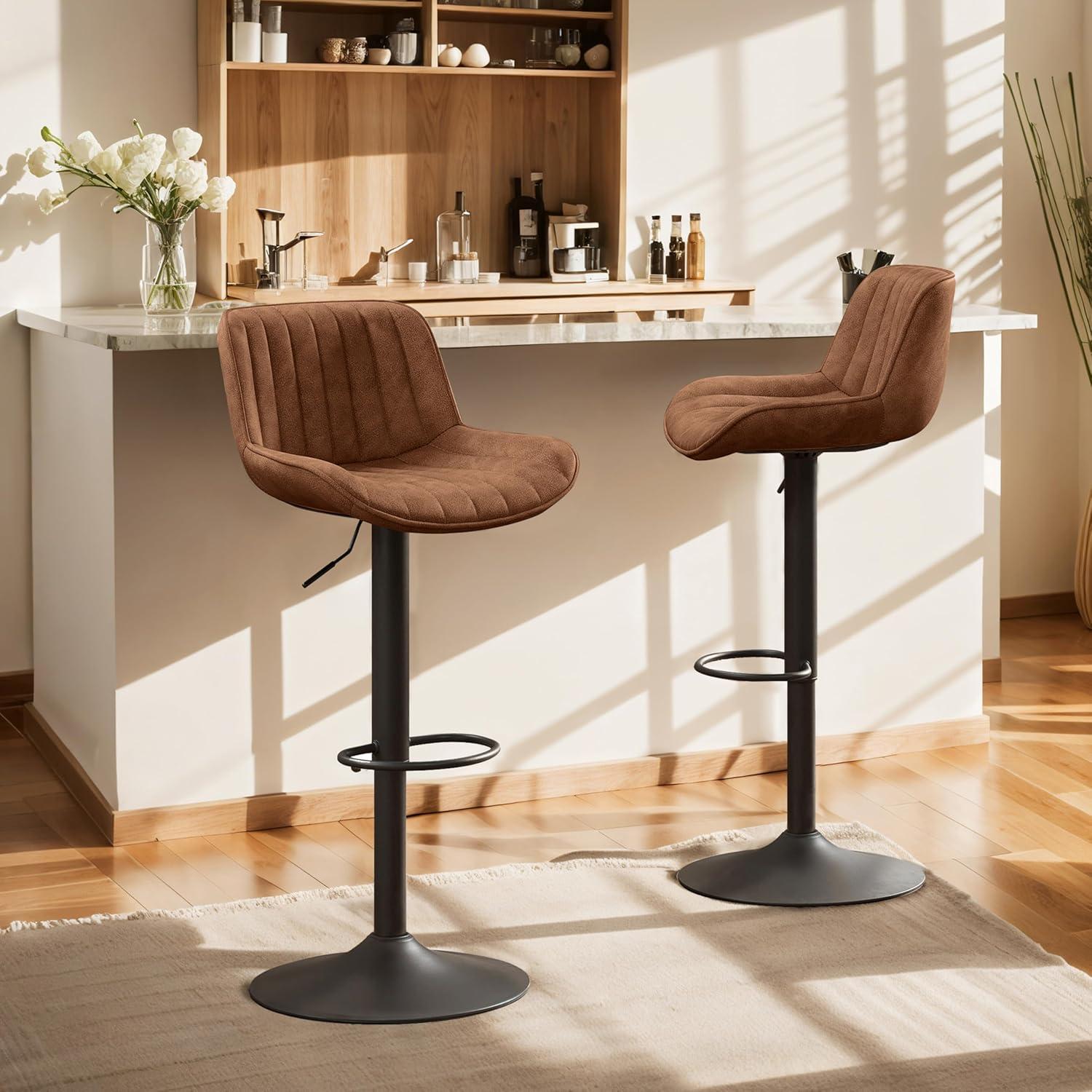 walsunny Swivel Upholstered Adjustable Height Counter Stool with Metal Frame (Set of 2)