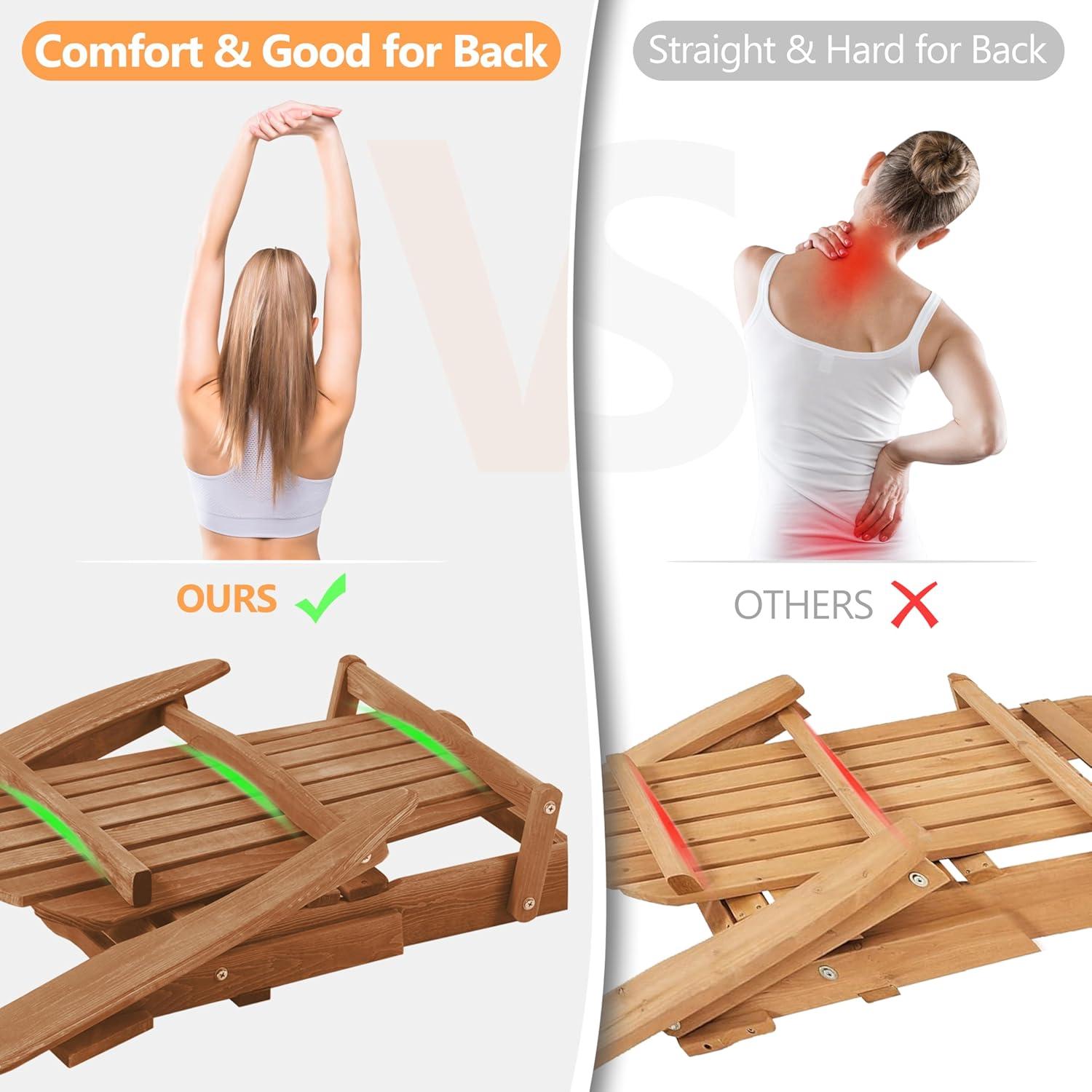 CLEARANCE! Wooden Outdoor Folding Adirondack Chair Set of 2 Wood Lounge Patio Chair for Garden,Garden, Lawn, Backyard, Deck, Pool Side, Fire Pit,Half Assembled,