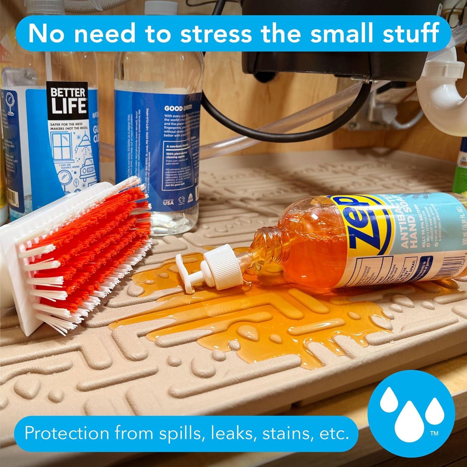 Xtreme Mats - Waterproof Under Sink Mat for Kitchen, Pick Your Size - 31" 1/4 x 22" 1/4 - Kitchen Cabinet Shelf Protector, Flexible Under Kitchen Sink Drip Tray Liner - CM33-BEIGE