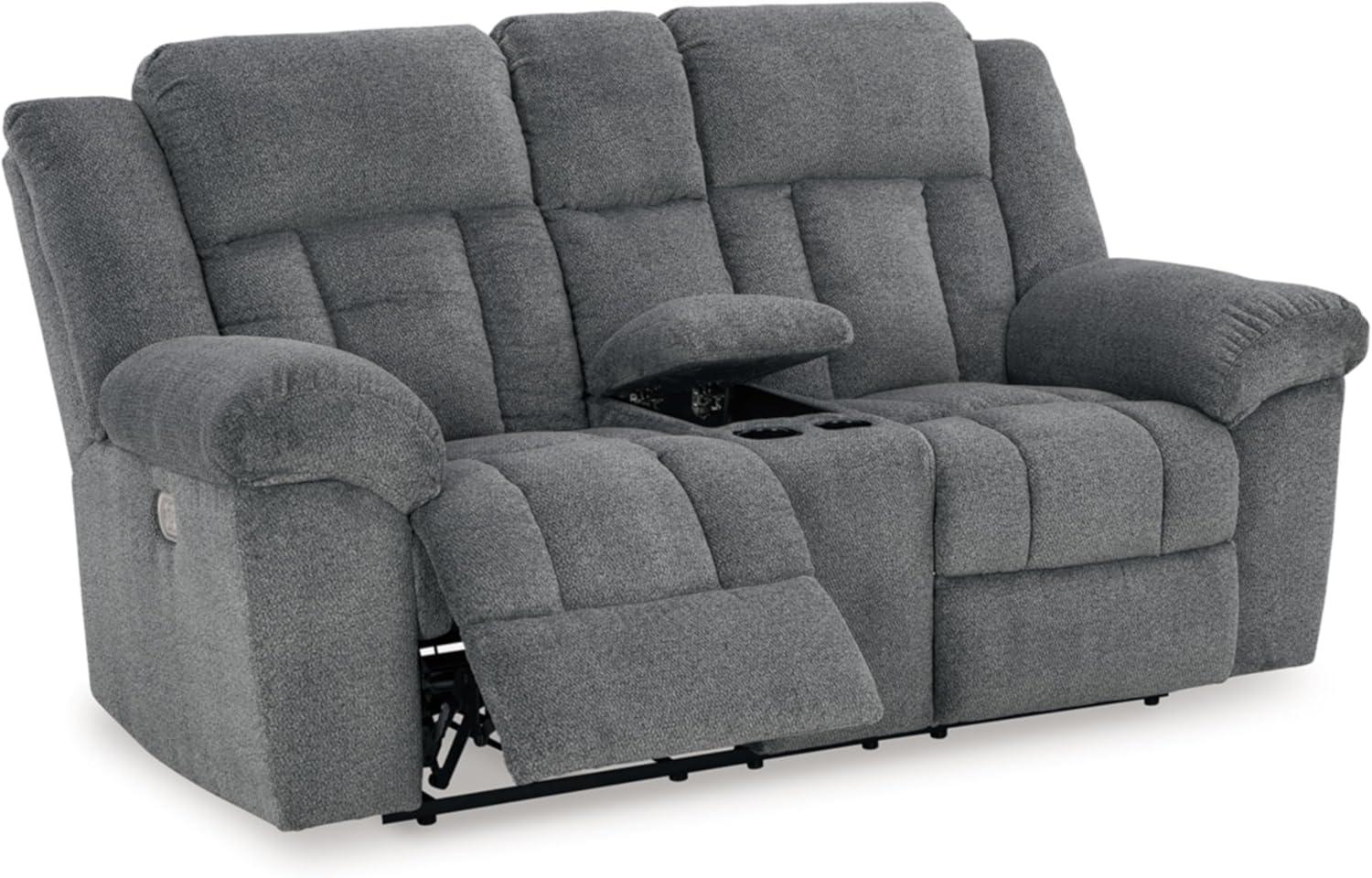 Ashley Furniture Tip-Off Slate Power Reclining Loveseat