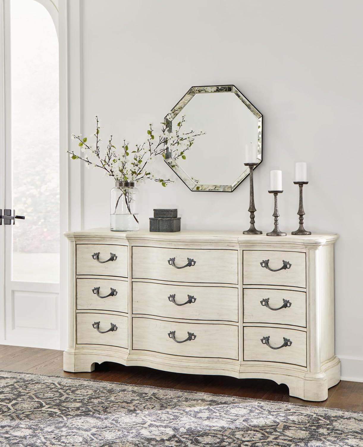 Antique White 72" Traditional Dresser with Dovetail Drawers