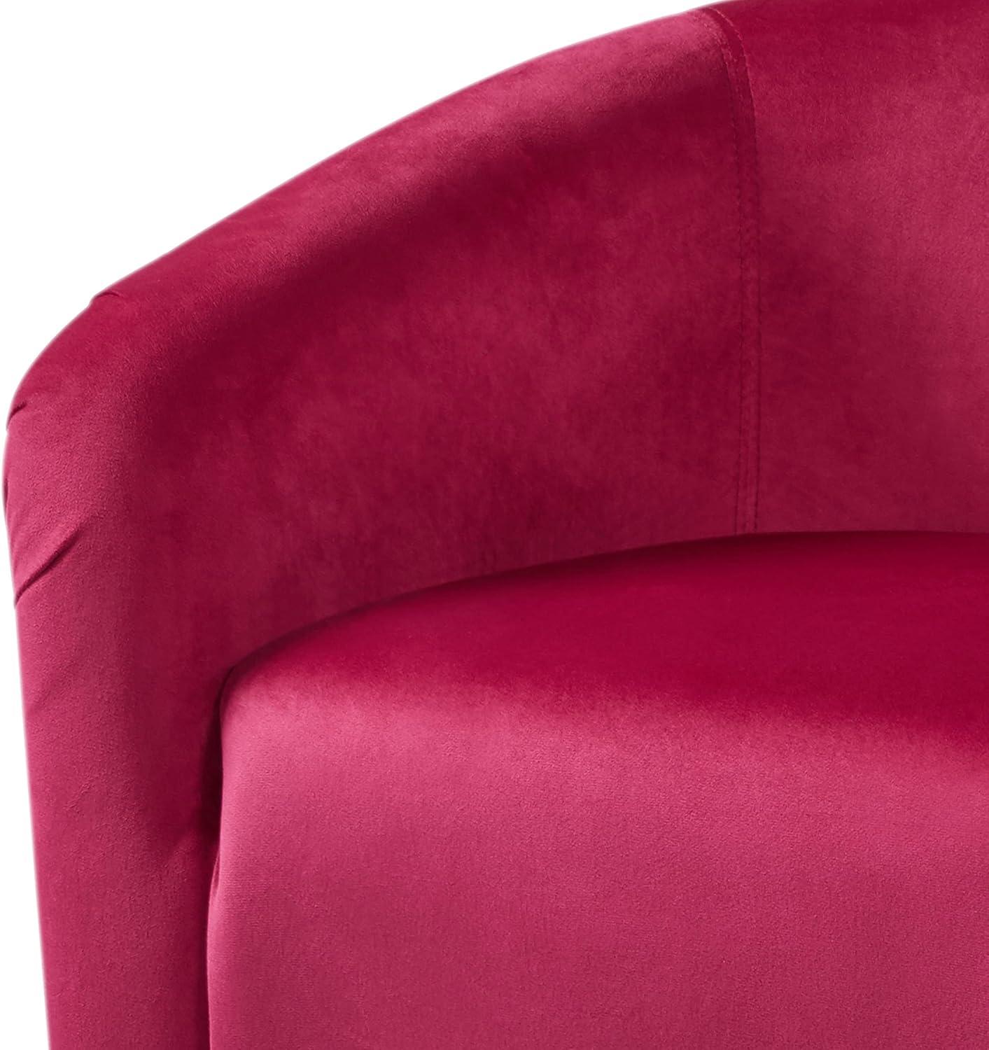 Yaheetech Velvet Upholstered Barrel Chair, Rose Red