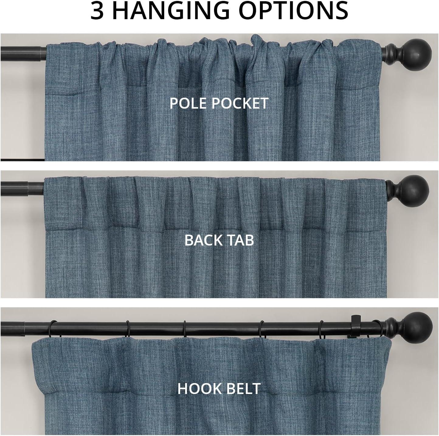 HPD Half Price Drapes Reverie Blue Faux Linen Room Darkening Curtains for Bedroom & Living Room Curtains (1 Panel), Door & Window Curtains 84 inches long, Rod Pocket Curtains & drapes, 50W X 84L