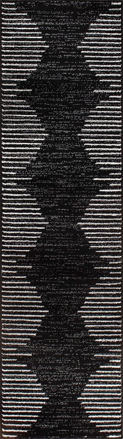 World Rug Gallery Area Rug Bohemian Stripe Jute Rug Carpets for Living Room Rugs for Sale - BLACK 2'7"x6'