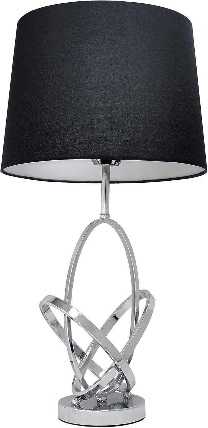 Mod Art Polished Table Lamp with Shade Metallic Silver - Elegant Designs: UL Listed, 3-Way Switch, No Assembly Required