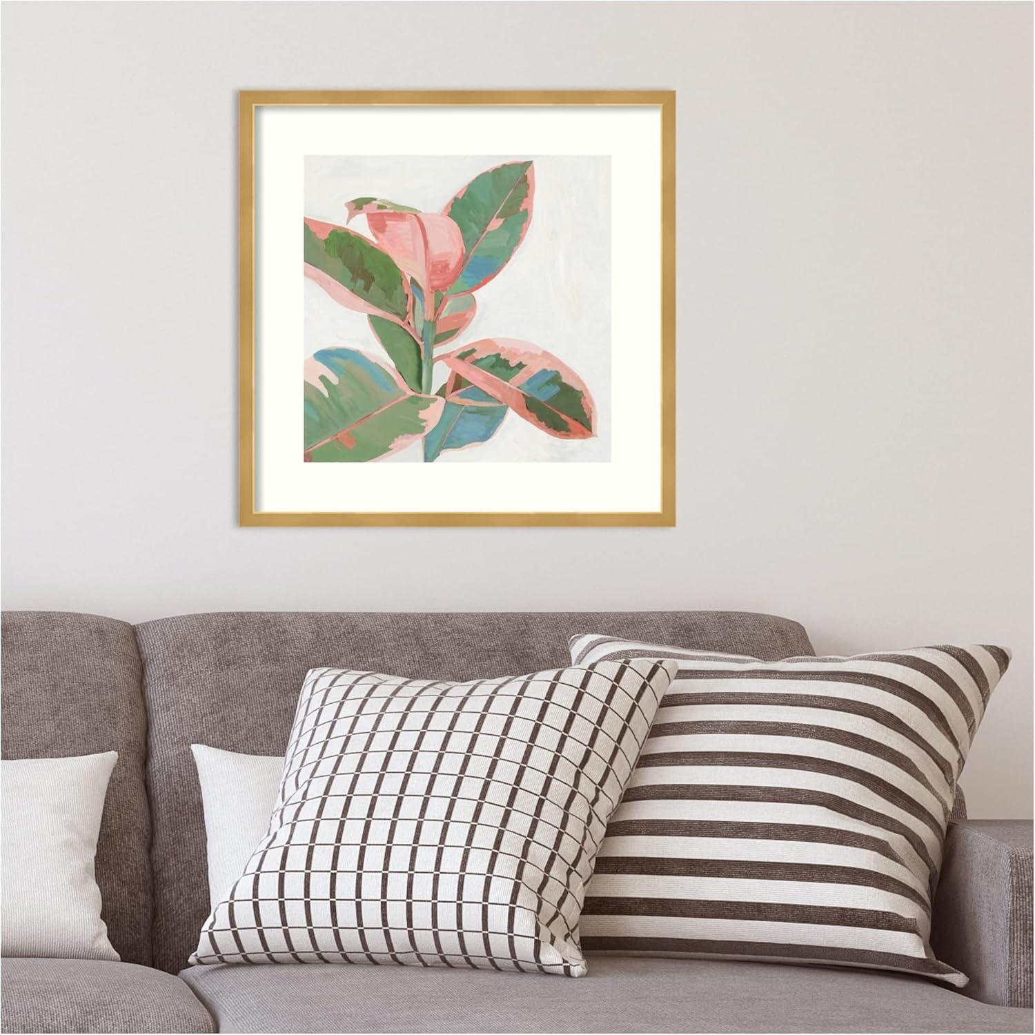21" x 21" Ficus I by Asia Jensen Framed Wall Art Print Pink - Amanti Art: Modern Hardwood Frame, Botanical Lithograph
