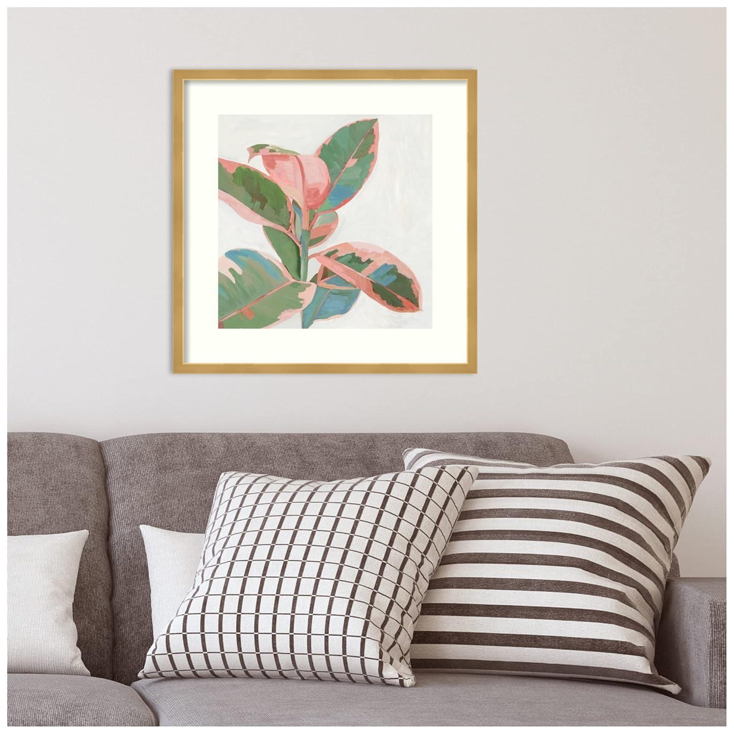 21" x 21" Ficus I by Asia Jensen Framed Wall Art Print Pink - Amanti Art: Modern Hardwood Frame, Botanical Lithograph