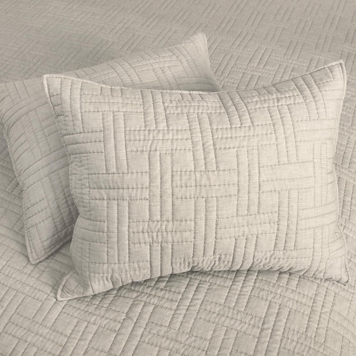 Melange Stitch White Euro Sham Set of 2 - Levtex Home
