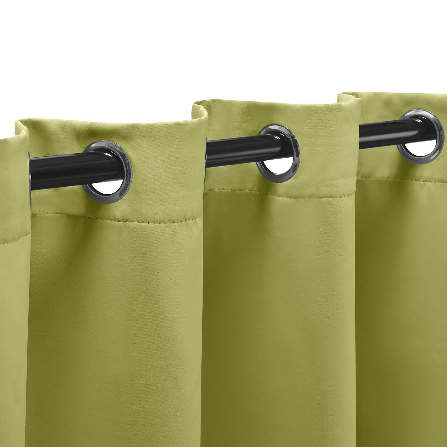 Classic Modern Solid Room Darkening Semi-Blackout Curtains, Grommets, Set of 2, 52"x63", Sage - Blue Nile Mills