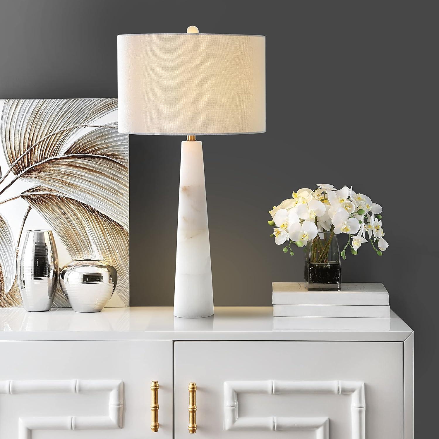 Delilah Alabaster Table Lamp - White - Safavieh.