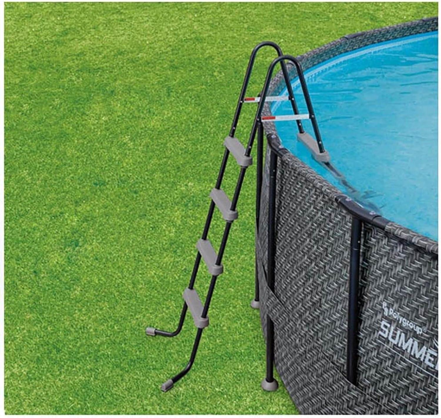 Funsicle 24 Feet by 52 Inches Oasis Designer Round Frame Above Ground Swimming Pool with SkimmerPlus Filter Pump and Cover, Dark Herringbone Pattern