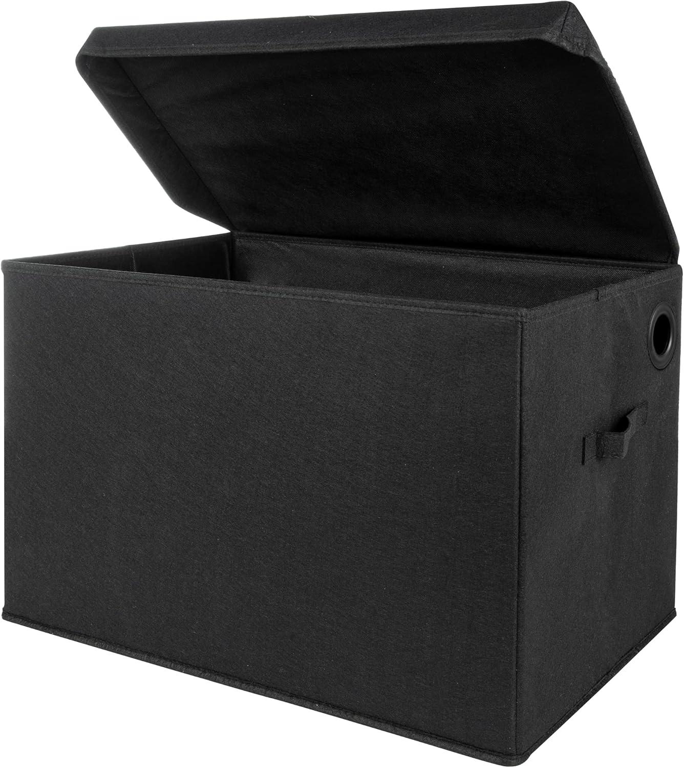 Black Felt Collapsible Toy Storage Chest with Handles