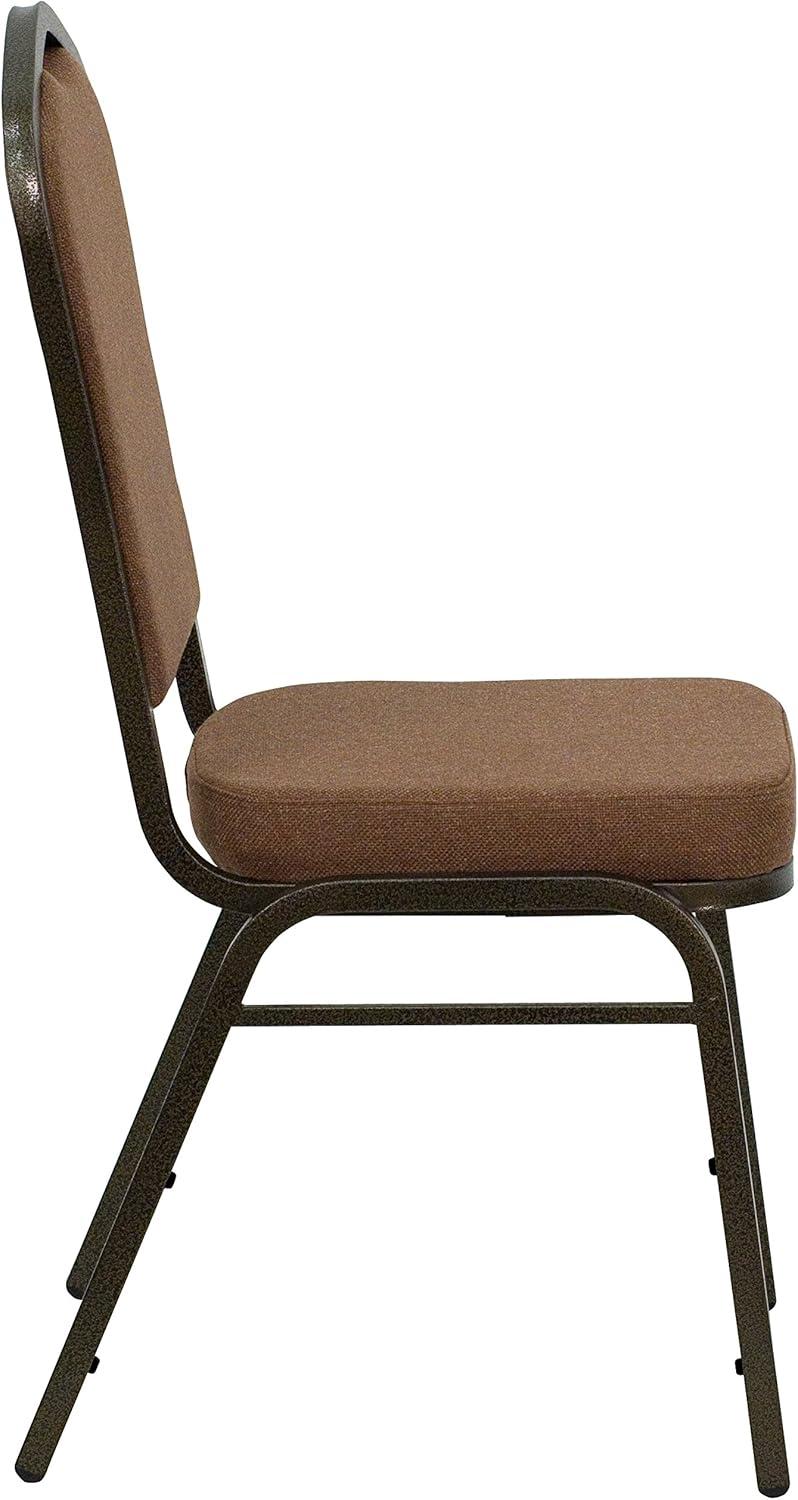 Flash Furniture 4 Pack HERCULES Series Crown Back Stacking Banquet Chair in Coffee Fabric - Gold Vein Frame