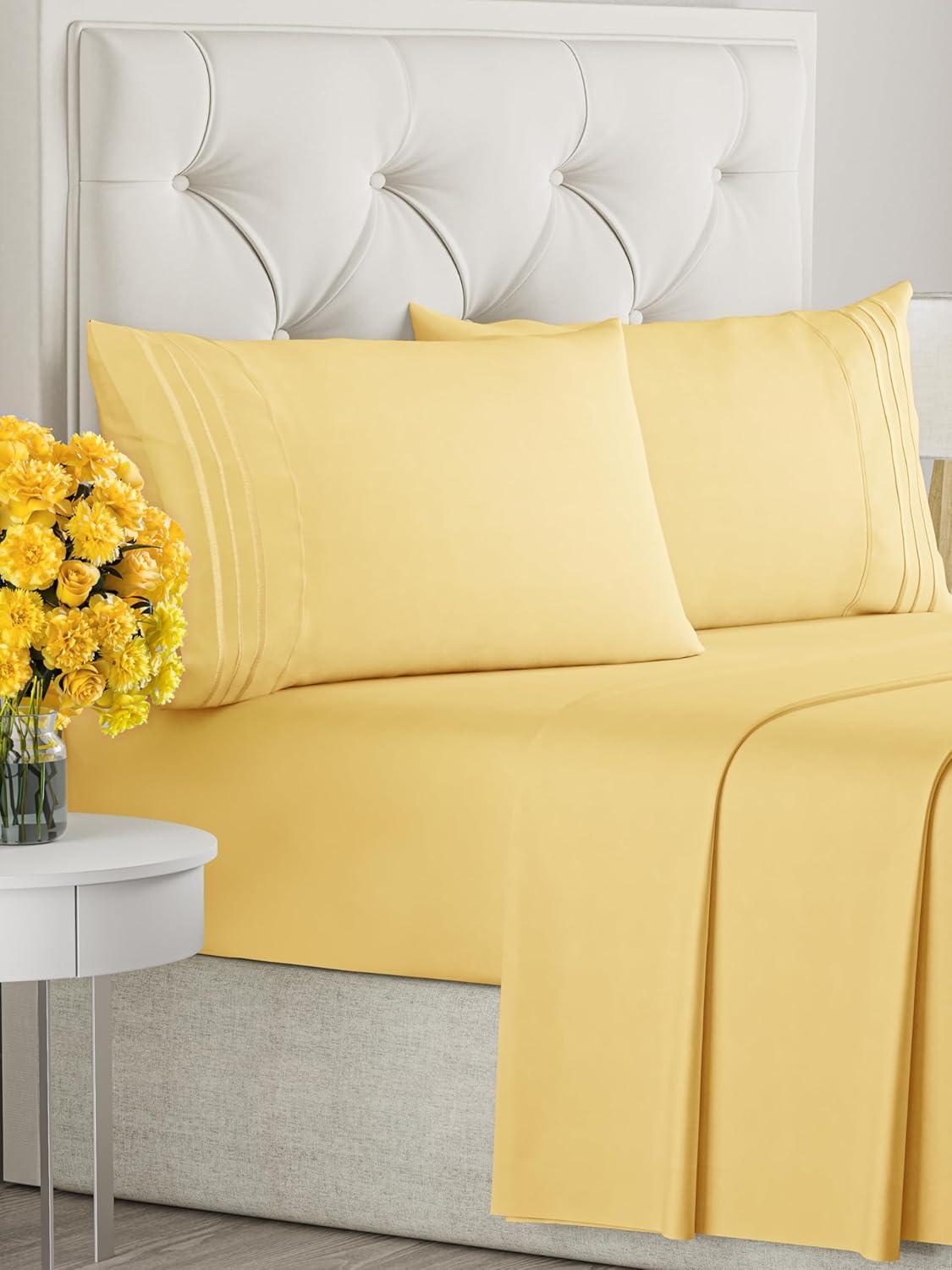 Solid 4 Piece Bed Sheet Set - Ultra Soft and Breathable Sheets - CGK Linens